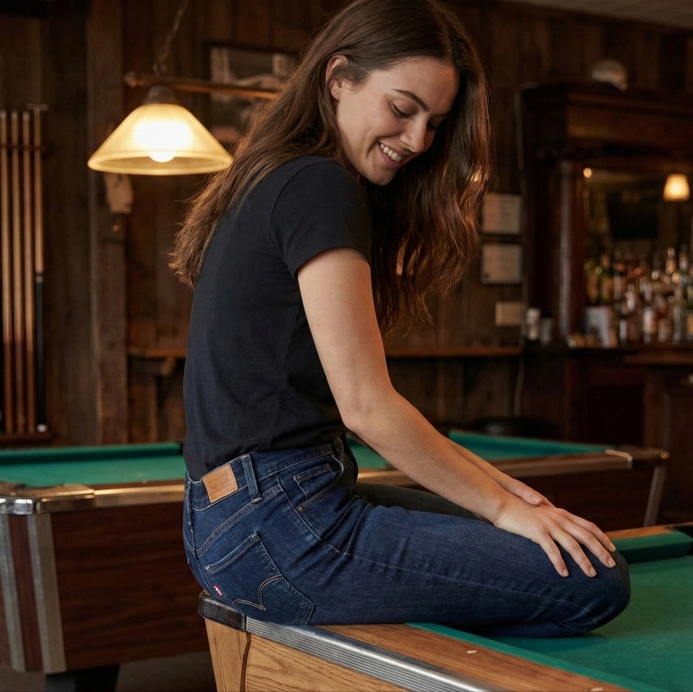 Levi's 505 Straight Leg Jeans Women's Dark Wash Stretch, Embroidered Pockets